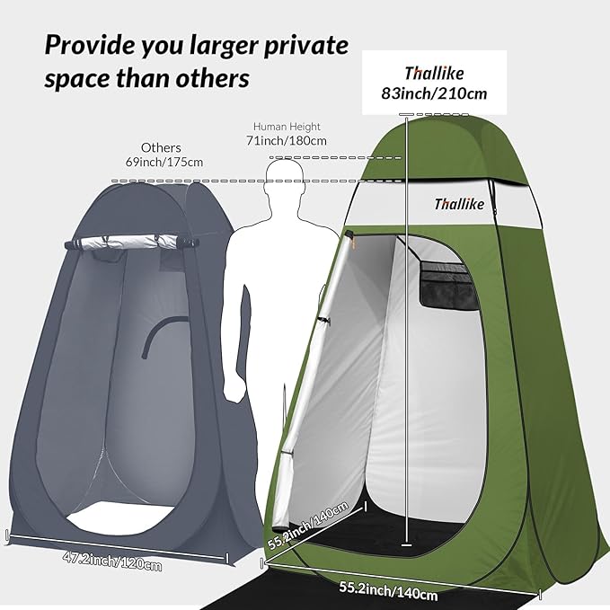 Upgrade Pop Up Privacy Shower Tent Portable Camping Shower Tent Camping Toilet Changing Room with Rain Shelter &amp Extended Floor Mat