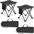 2 Pack Camping Stool 13 Inch Portable Folding Camp Stool with Side Pocket for Camping Fishing Hiking Gardening Outdoor Walking Foot Stools with Carry Bag Black