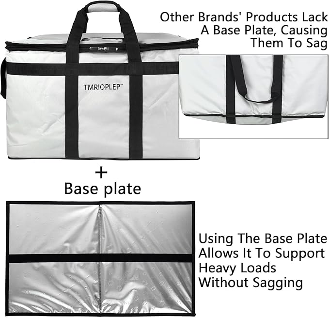 Food Distribution Insulated Bag Insulated Cold Meal Bag with Attached Bottom and Divider for Hot and Cold Food Outside (Partitioned Grye)