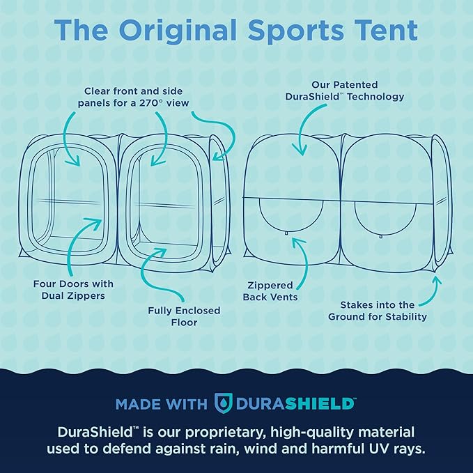 WeatherPod® The Original Shark Tank Side-by-Side™ 2-4 Person Pop-Up Pod - Stay Warm Dry and Out of The Sun - Weather Pod for Sports Rain or Wind - Simple to Set Up and Tear Down