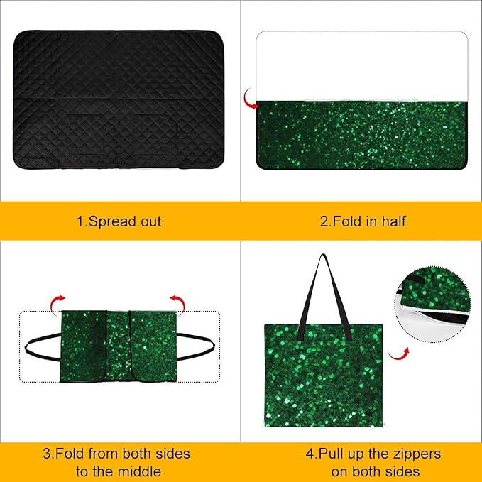 Zipper Green Sequin Sparkle Style Picnic Mat Suitable for Travel Camping Park Or Home Use