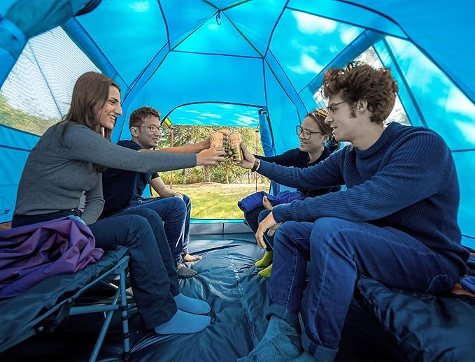 KAZOO 2／4 Person Camping Tent Outdoor Waterproof Family Large Tents 2/4 People Easy Setup Tent with Porch Double Layer | Outdoor Waterproof Family Large Tents Easy Setup
