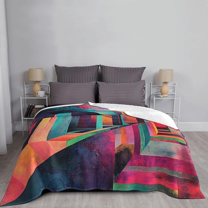 Grid Corridor Soft Fleece Blanket 60 * 50 inch Soft Sofa Blanket Suitable for Sofa Camping Travel Night Cover Blanket