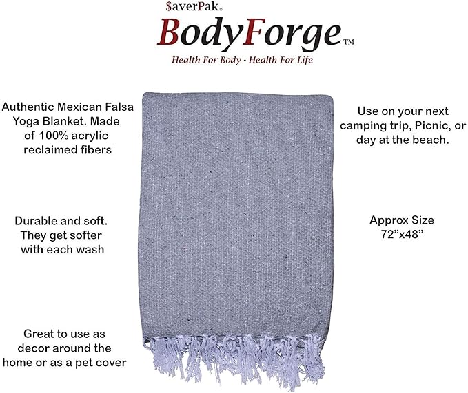 $averPak BodyForge Authentic Mexican Falsa Yoga Blanket (Granite)