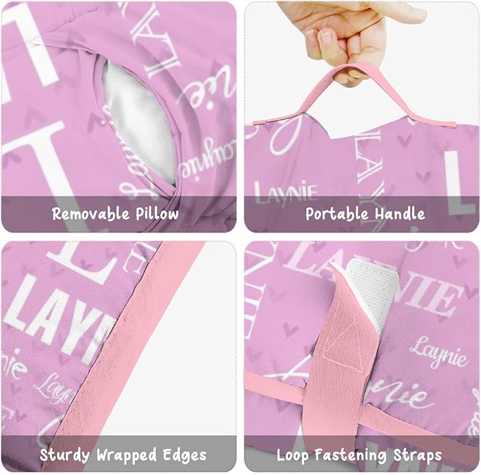 Personalized Name Toddler Nap Mat for Daycare Preschool Kindergarten Customized Kids Sleeping Bag with Pillow and Blanket for Girls Boys Custom Name Monogrammed Nap Mats for Toddlers