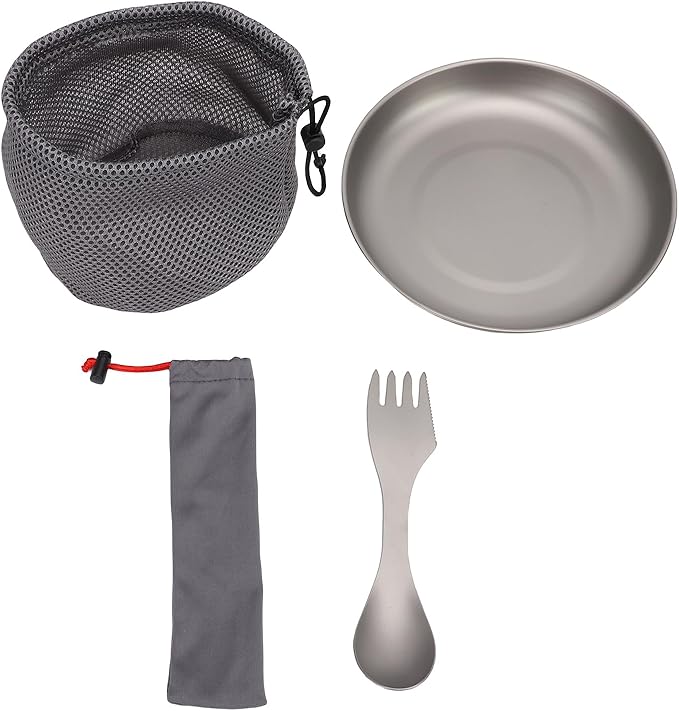 Utensils Camping Mess Kit Durable Outdoor Ti Plates with Easy Clean Design for Hiking and Backpacking