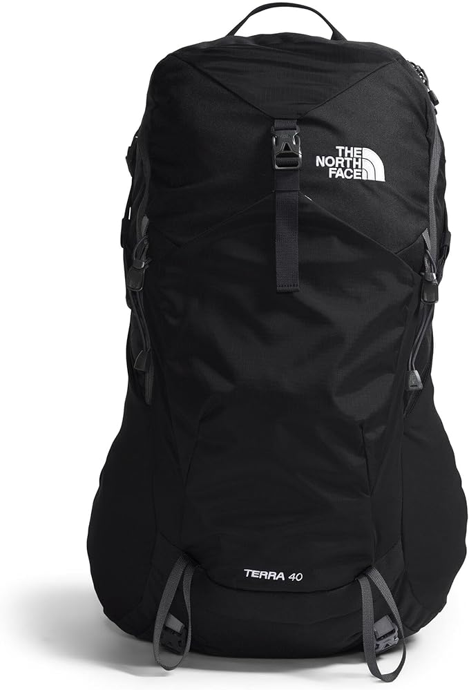 The North Face Terra 40 Backpack - Unisex Hiking Pack Padded Hipbelt Pole &amp Ice Axe Attachments Hydration Sleeve TNF Black/Asphalt Grey-NPF Small/Medium