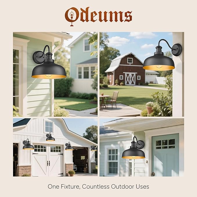 Farmhouse Barn Light11.5 Inch Outdoor Wall Light Weather Resistant Exterior Lighting FixtureOutdoor Wall Mount Light Anti-Rust Porch Light for House Patio Garage (Black2Pack)