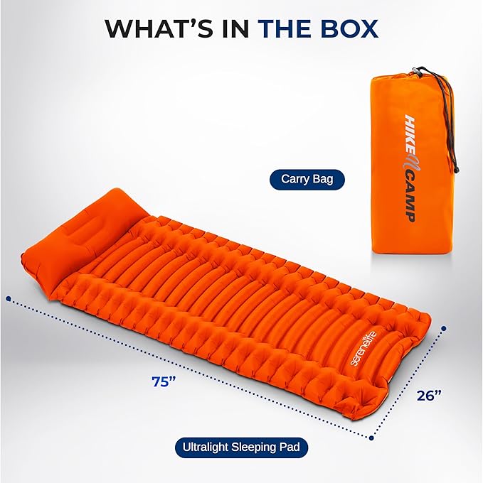 SereneLife Lightweight &amp Compact Camping Gear – Sleeping Pads &amp Bags with Built-in Pillows for Outdoor Comfort Waterproof &amp Tear-Resistant Design Perfect for Hiking Backpacking Couples
