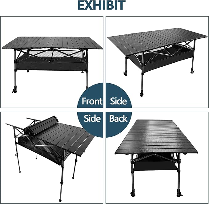 4FT Camping Table 47 x 21 Steel Fold Up Lightweight Table Adjustable Height Folding Picnic Table with Carry Bag for Camping Picnic Backyard BBQ Patio