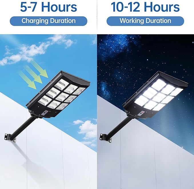 8000W Solar Street Lights Outdoor Waterproof –7000K LED 240000LM Solar Lights Dusk to Dawn with Motion Sensor &amp Remote Commercial Solar Powered Parking Lot Lights for Yard Garage (2 Pack)