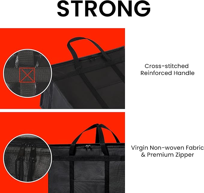 NZ home Insulated Bags for Food Delivery (XL Plus) Grocery Shopping Cooler Bag Pizza Delivery Hot &amp Cold Catering Tote Reusable Foldable &amp Heavy Duty (2 Pack Orange)