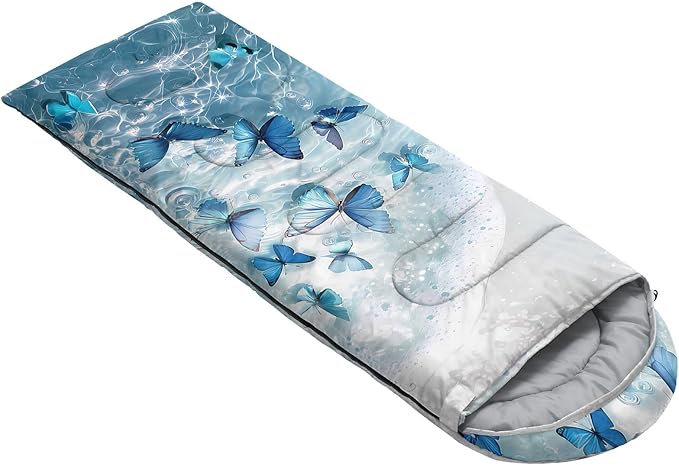 Kids Sleeping Bag for Boys GirlsCheckerboard Cat Print-Lightweight Warm Portable Outdoor Indoor-Waterproof Cold Weather Resistant Sleeping Bag for Camping Hiking