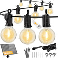 Brightown 38FT Solar String Lights Outdoor and 16 LED Shatterproof Bulbs Dimmable &amp Timable 3 Light Modes Solar Patio String Lights Outdoor for Cafe Garden Deck Outside Wedding No Remote Contr
