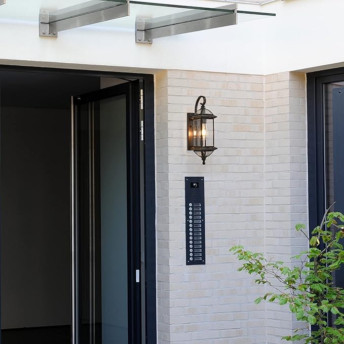 Milaii 18.5 H Copper Outdoor Wall Lights Exterior Waterproof Wall Sconce Light Fixture E26 Socket Oil Rubbed Bronze Porch Light with Clear Glass Lantern Wall Lamp for Front Porch Garage Patio