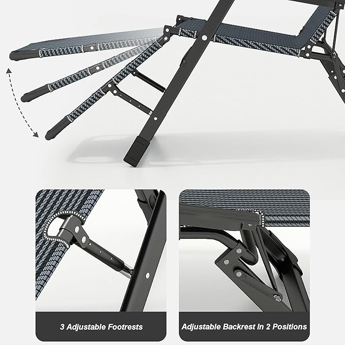Deck Chair FoldingZero Gravity Lounge Chair Garden Chairs Zero Gravity Chairs Gravity Chairs Reclining Patio Lounge Chair Outdoor Adjustable Reclining Camping Chair Su