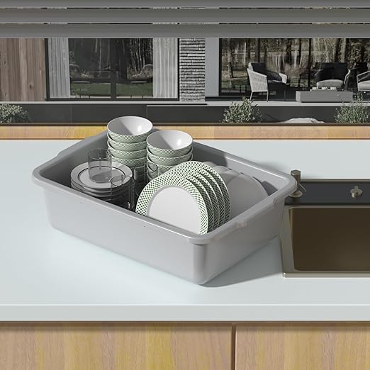13 L Light Gray Bus Tubs Commercial Bus Tub Tote Dishwashing Basin 4 Packs