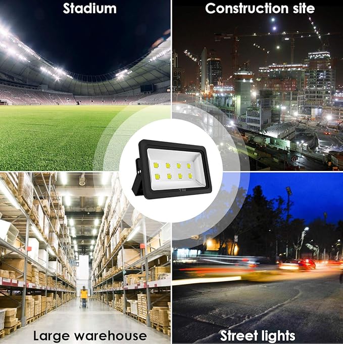 400W Outdoor LED Flood Light 40000LM Super Bright 110-285V IP66 Waterproof 6000K Daylight White Security LightsLighting for Playground Yard Stadium Lawn Ball Park