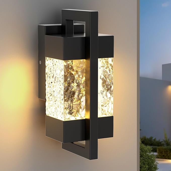 5000LM LED Outdoor Wall Light 3000K Porch Lights Outdoor with IP66 Waterproof for Outdoor Decor Matte Black Outside Wall Mount Lights for House Front Door Porch Garage Patio (1 Pack)