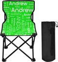 Lime Custom Folding Camping Chair for Teen Child Personalized Name 14.6×14.6in Portable Outdoor Chair with Carry Bag for Beach Picnic Barbeques