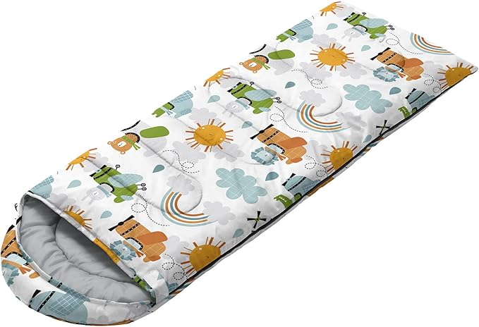 Kids Sleeping Bag for Boys GirlsSky Aircraft Print-Lightweight Warm Portable Outdoor Indoor-Waterproof Cold Weather Resistant Sleeping Bag for Camping Hiking(Sky Aircraft)
