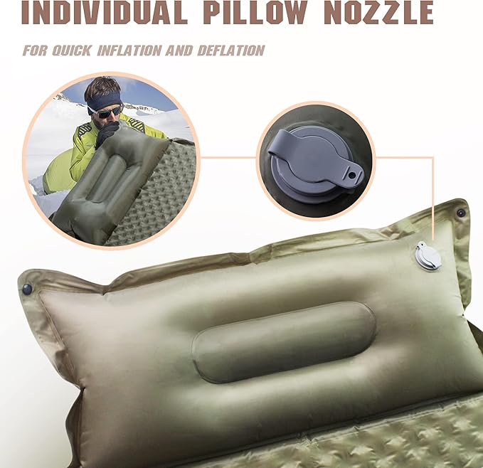 Sleeping Pad for Camping Air Mattress 2 Person Inflatable Mattress Suitable for Backpacking Hiking Tent Trap Traveling (Green)