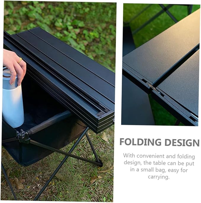 Folding Table Portable Outdoor Desk Easy to Clean Lightweight for Camping Beach Snacks Picnics and Tailgating Convenient Carry Bag