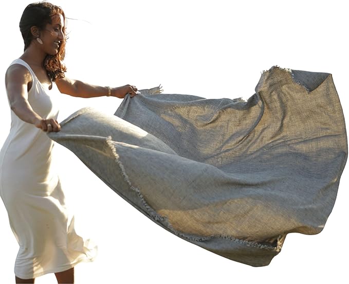 Bug Repellent Tranquil Blanket with Insect Shield Technology Repels Mosquitoes Ticks Flies and More in One of a Kind Handmade Khadi Cotton (Black)