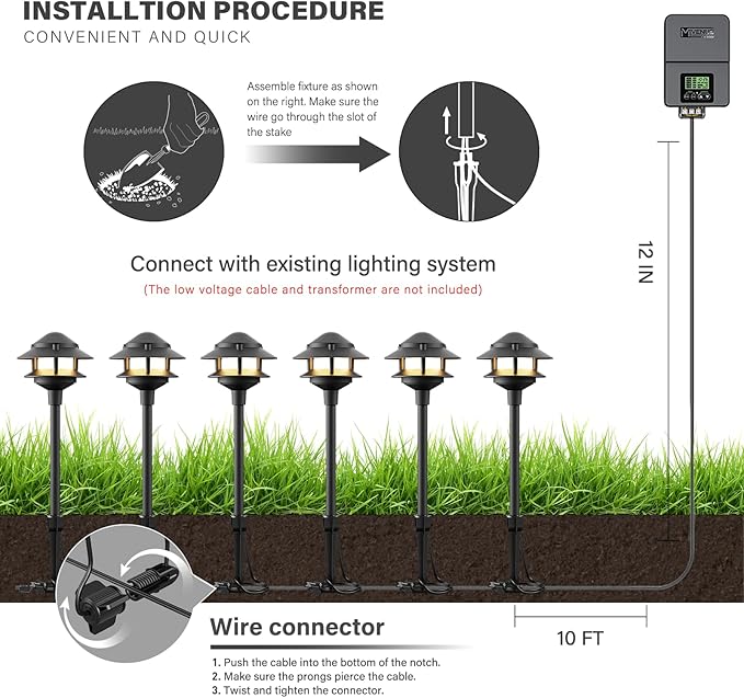 VENUS MANUFACTURING Low Voltage Landscape Lights LED Outdoor Pathway Light 12V AC 2.2W 32Lumen Warm White Landscape Lighting for Garden Path Driveway Yard (4)