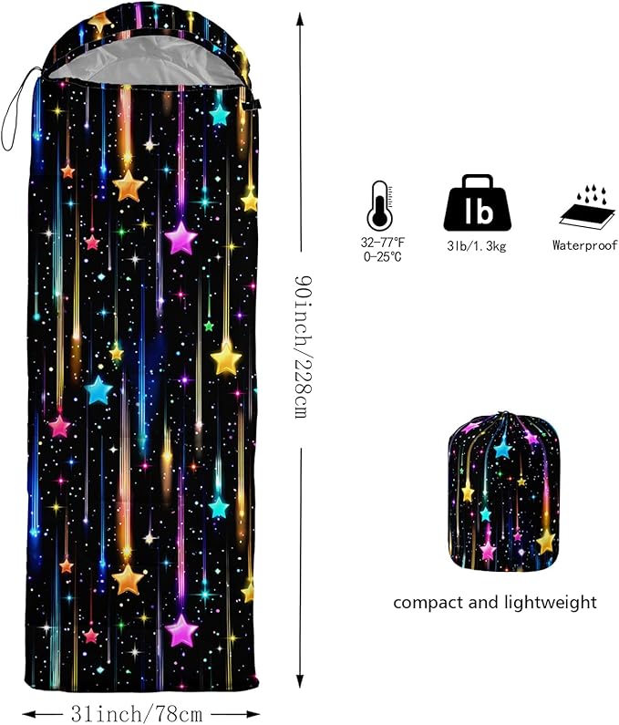 QOOMO Camping Sleeping Bags3 Season Warm &amp Cool WeatherLightweightWaterproof Sleeping Bags for Adults &amp KidsTravelingand OutdoorsCamping Gear Equipment