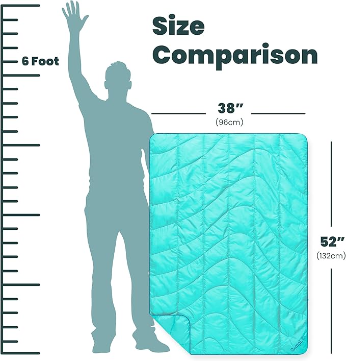 Rumpl Travel Puffy Blanket Ultra-Packable Travel-Size Warmth and Comfort Seafoam