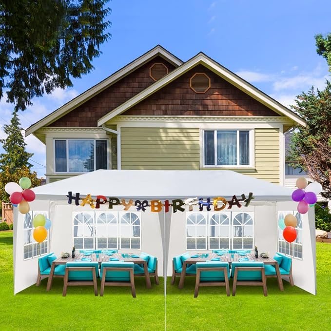 10'X20' Outdoor Party Tent with 4 Removable Sidewalls Waterproof Canopy Patio Wedding Gazebo White