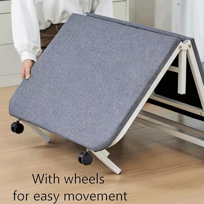Four-fold Design Camping Cot with 360° Universal Wheels Portable Folding Bed for Sleeping 6-Level Adjustable Folding Cot