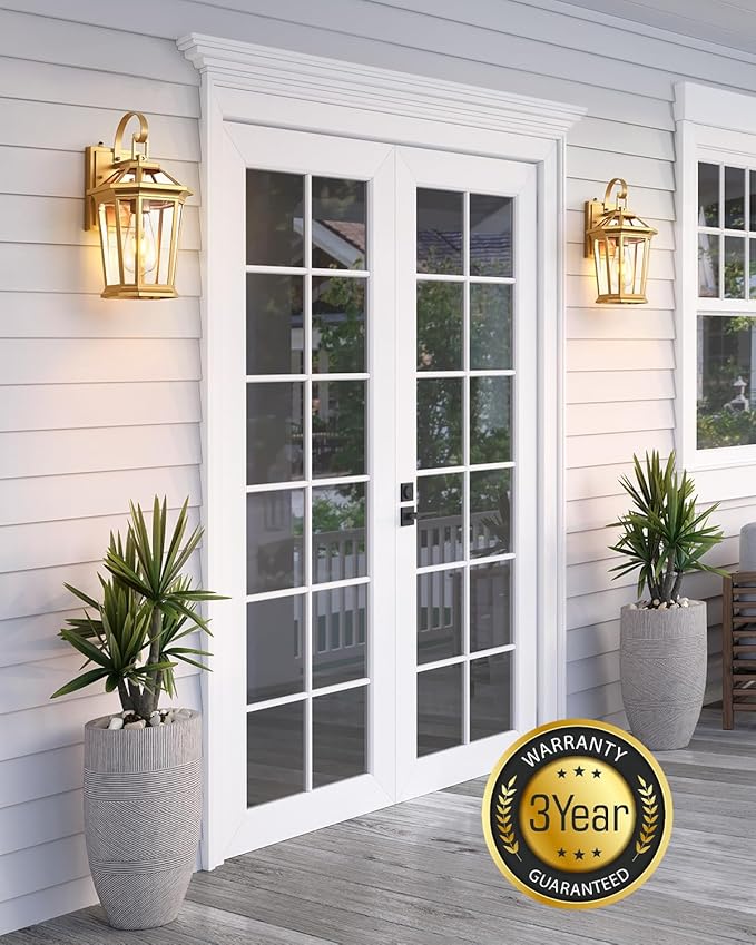 VIANIS Outdoor Porch Lights Wall Mount Dusk to Dawn Exterior Light Fixture for House 100% Anti-Rust Aluminum Waterproof Porch Light Outside Wall Lights Gold Wall Sconce Lanterns for Garage