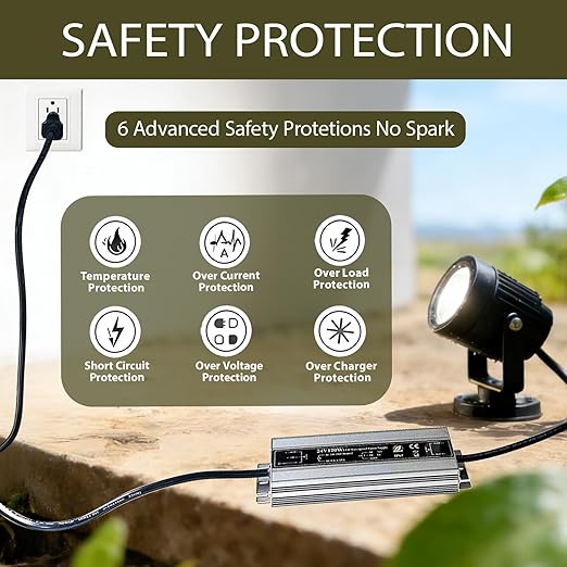 120W 24V Waterproof Power Supply 3-Head Output Adapter Compatible with Philips Hue Outdoor Lighting Lily Spot Lily XL Calla Pathway Impress Pedestal &amp Impress Wall Lights