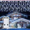 32.8FT Icicle Lights Christmas Outdoor with 400LED 75 Drops IP65 Waterproof Eaves Lights 8 Modes for Christmas Eaves Garden Room Decoration Cool White