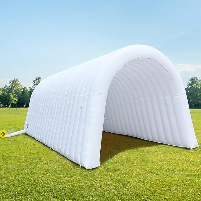 OZIS 24FT Inflatable Tunnel Sports Entrance with Installed Blower Inflatable Tunnel Tent for Business Advertising Event Exhibition PromotionStreetShopSupermarketSchool(White 24x10x10Ft)