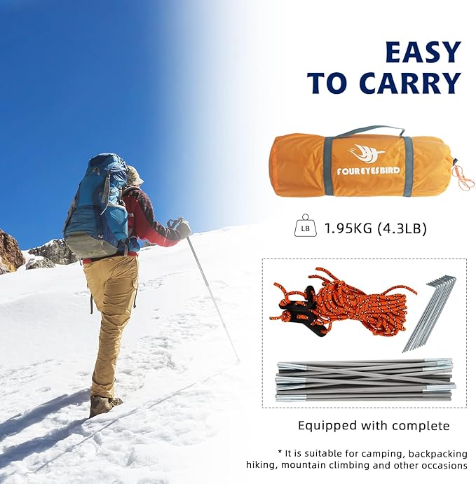 7.2 × 4 × 4 Feet Single Backpack Tent Waterproof Camping and Hiking Tent can be Used by One Person Light and Durable