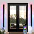 WINSEHN 2-Pack 60-Inch Long Linear Outdoor RGB Wall Light Fixtures 36W IP65 Waterproof Exterior Wall Mounted Entrance Lighting for Garage Porch House Remote Control Included