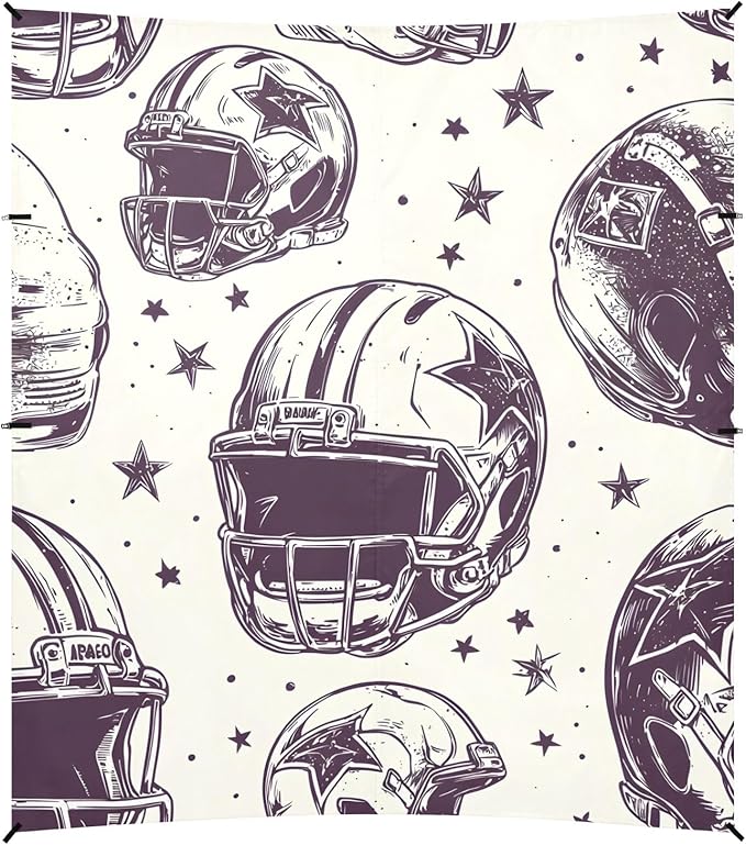 Football White Stars Helmet Pattern Camping Sun Shelter Beach Tent Portable Beach Sun Shade Outdoor Canopy for Camping Trips Fishing Picnic