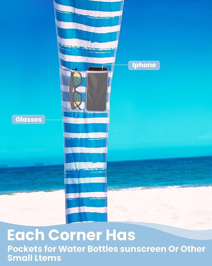 Qipi Beach Cabana - Easy to Set Up Canopy Waterproof Portable 6' x 6' Beach Shelter Included Side Wall Shade with UPF 50+ UV Protection Ultimate Sun Umbrella - for Kids Family &amp Friends