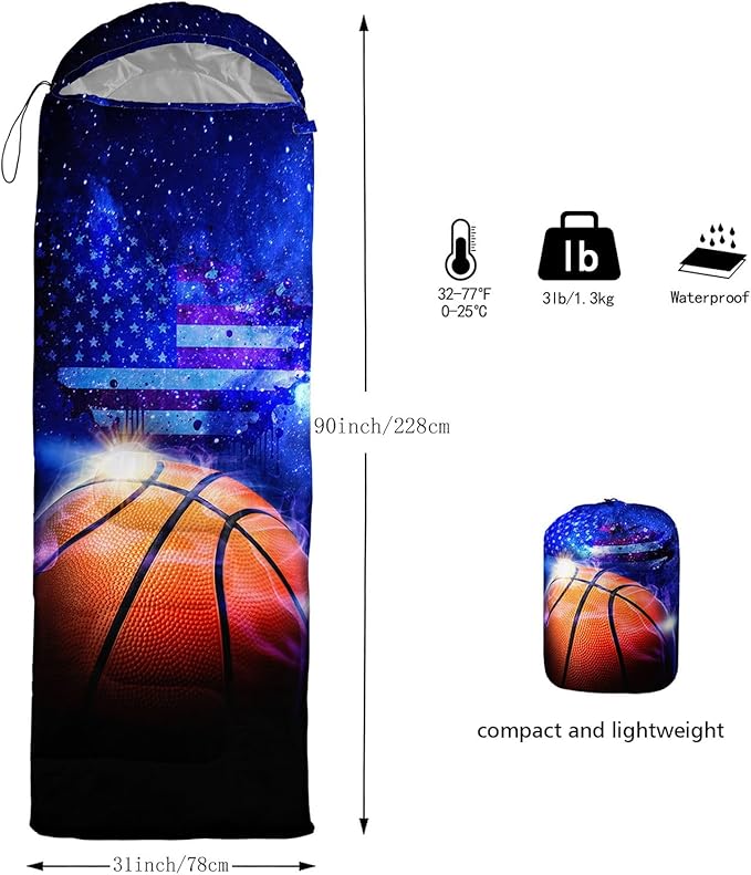Kids Sleeping Bag for Boys GirlsCute Puppy Print-Lightweight Warm Portable Outdoor Indoor-Waterproof Cold Weather Resistant Sleeping Bag for Camping Hiking