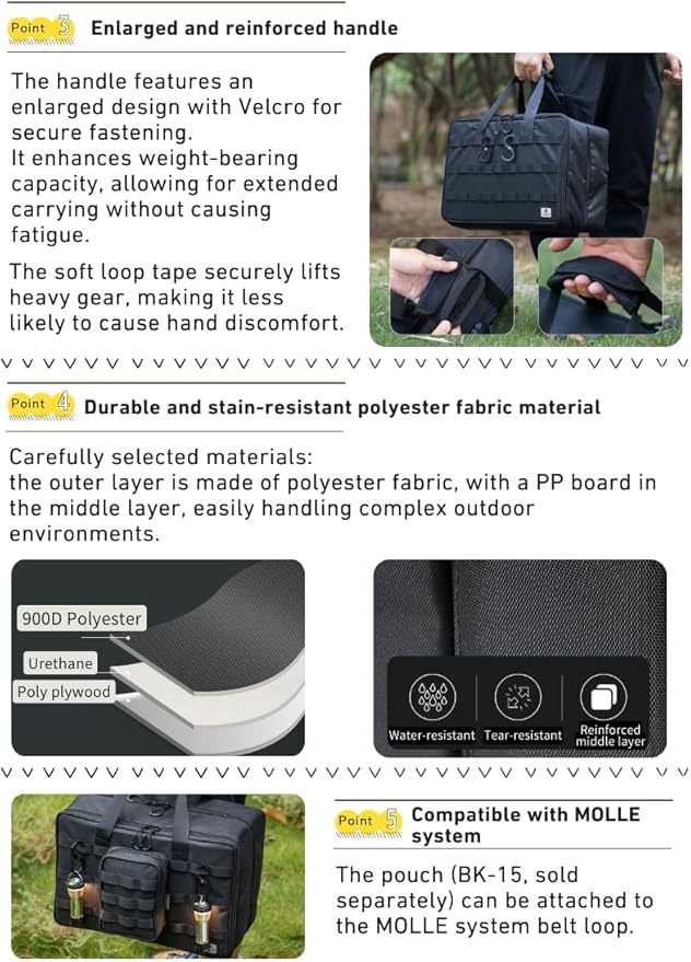 CAMPINGMOON Storage Bag Double-layer for Camping Stove IGT Tabletop Flat Burner Carry Case Black BK-46