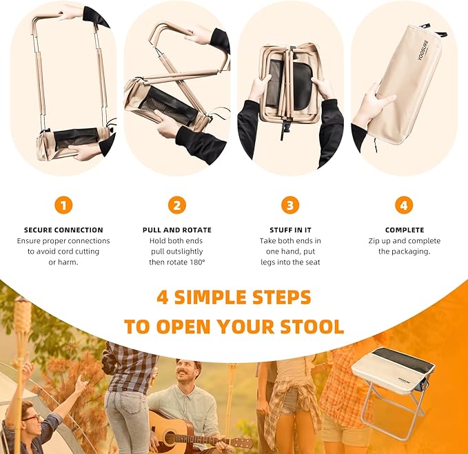 16 Extra Tall XL Portable Chair for Adults Collapsible Purse Chair Heavy Duty Camp Seat with 3 Storage Pockets for Fishing Hiking Gardening Lightweight Travel Purse Stool