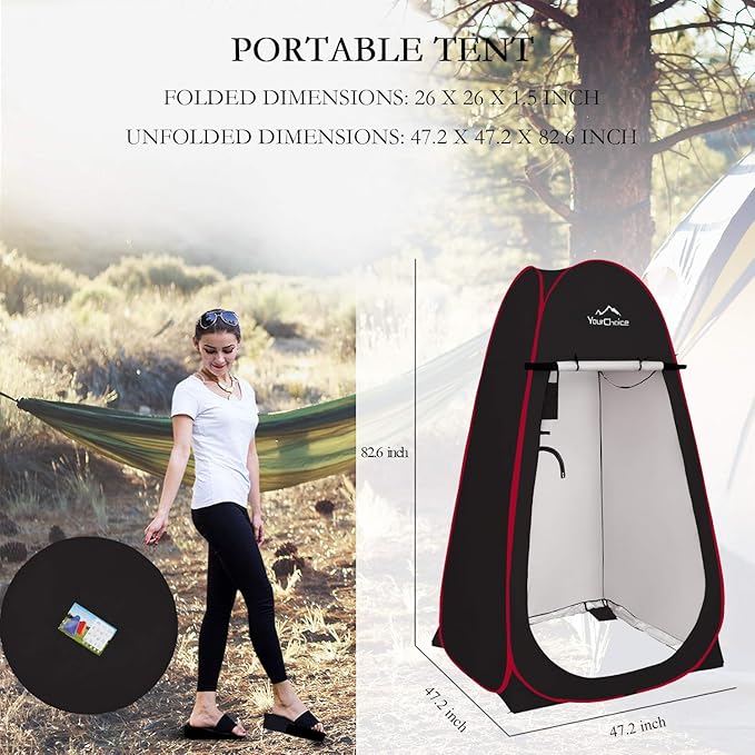 Your Choice 3.9x3.9x6.9FT Pop Up Privacy Tent Large Portable Camping Changing Room with 2 Storage Pockets &amp 4 Sandbags Outdoor Shower &amp Toilet Shelter for Beach RV Camping &amp Hiking