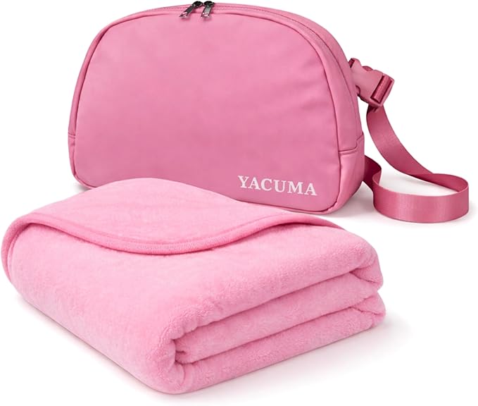 Travel Blanket Airplane Compact with Bag Ultra-Soft 40 x 60 Flannel Travel Organizer Bag with Adjustable Strap Lightweight Warmth for Long Flights