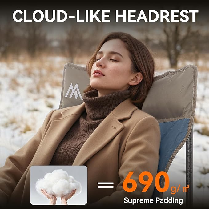 Heated Camping Chair Extra Wide Heated Chair Heavy Duty Heated Camp Chair Supports 450 lbs Heated Lawn Chairs for Adults with Cup Holder Cooler Side Pocket (Power Bank not Included)