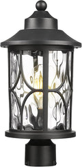 zeyu 17 Inch Black Outdoor Post Lights Modern Exterior Pole Light Lamp Posts Outdoor Lighting for Garden Patio Die-Cast Aluminum with Clear Water Ripple Glass ZX48MP-WG BK