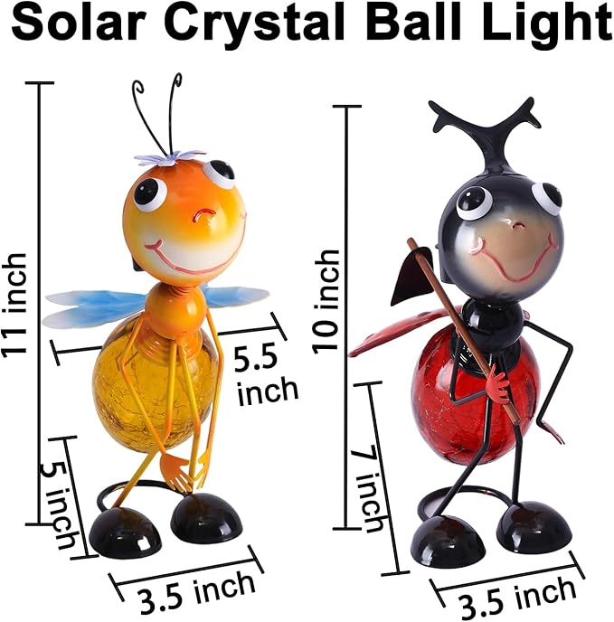 Solar Garden Lantern Waterproof LED Bee Solar Lights Outdoor Decorative Tabletop Lanterns Lamp for Yard Patio Table Decoration (Bee)