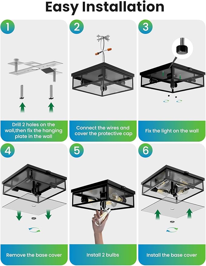 Caftersmark Outdoor Ceiling Light with Motion Sensor 14‘’ Flush Mount Porch Ceiling Light lear Glass with Dusk to Dawn 4-Light Close to Ceiling Light Fixture for PatioPorchGarage